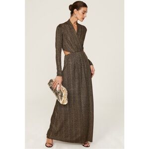 Rachel Rachel Roy Womens Gold Metallic Cut-Out Party Maxi Dress Evening XS